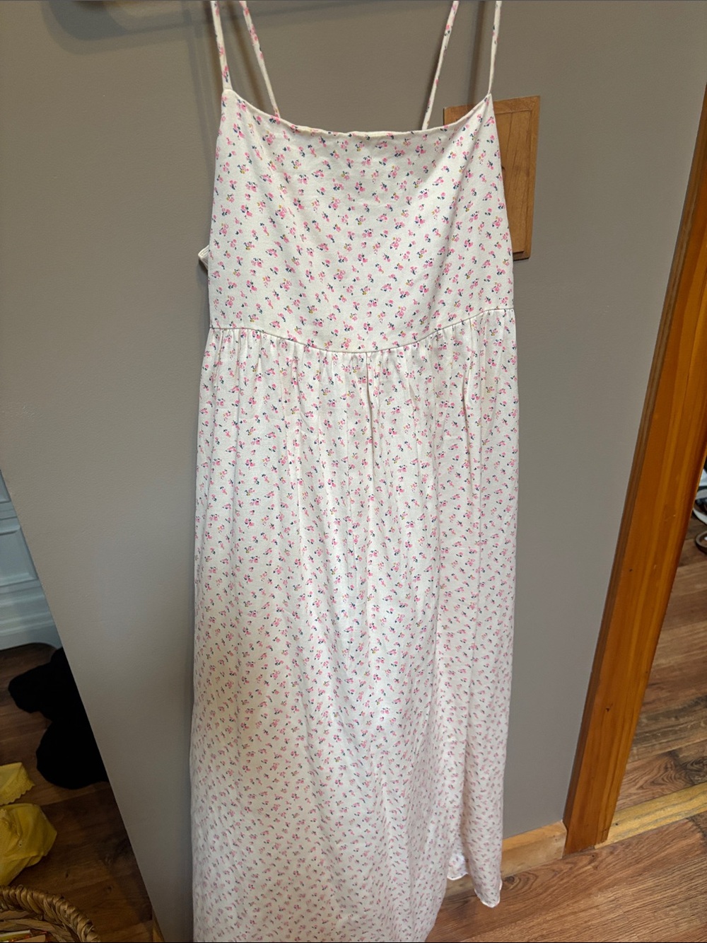 Madewell White Maxi Dress with Pink Floral Print